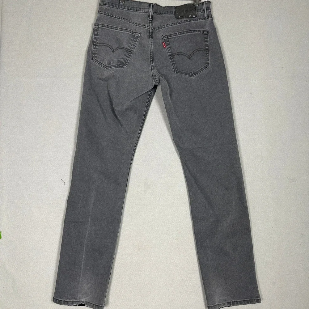 Levis 541 Jeans Mens 32X34 Charcoal Grey Athletic Taper Red Tab Stretch Denim